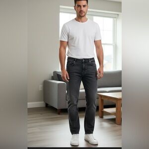 DeFacto Men’s Straight Fit Jeans - Size 38 - Washed Black/Grey